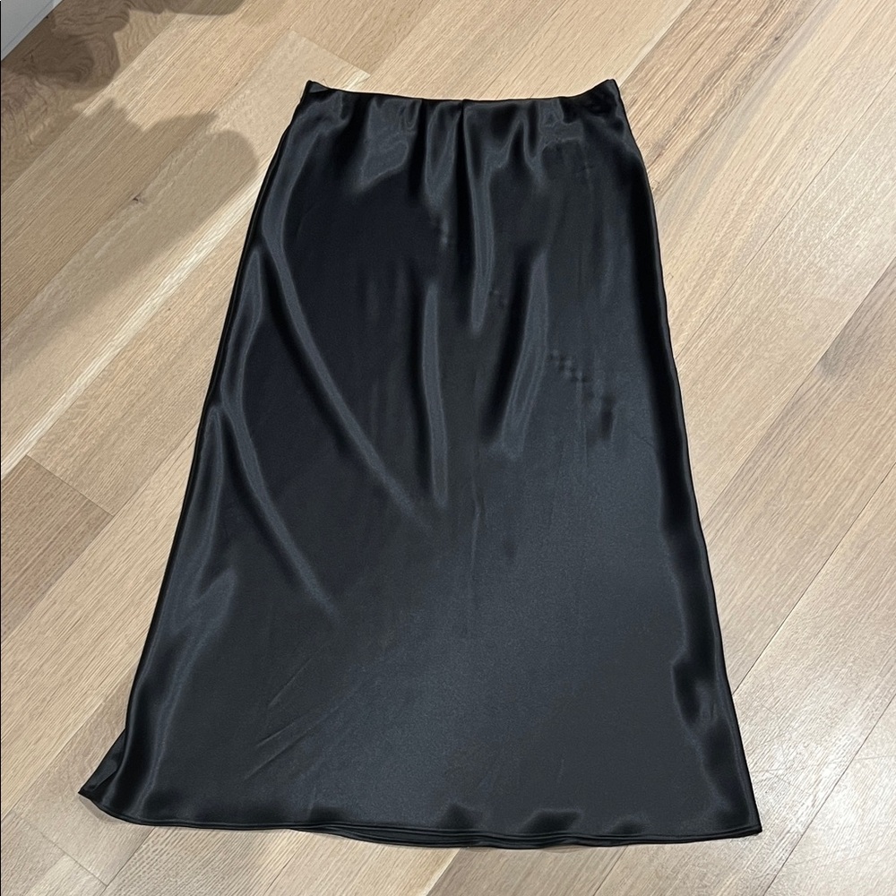 Zara Black Satin Maxi Skirt
